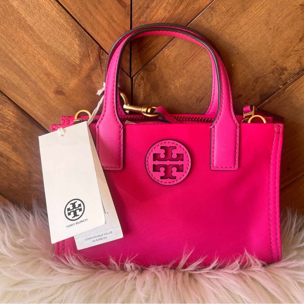 Tory Burch Hot Pink Mini Tote with Logo Medallion